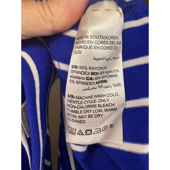 Chicos 4 Blue White Stripe Knit Tunic Drawstring Side Top & Skirt Casual Womens - Picture 5 of 10